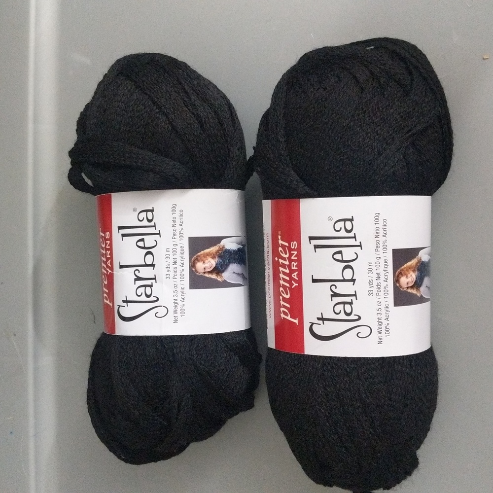 #.NWT Lot of 2 Premier Yarns Starbella Yarn. Color: Black